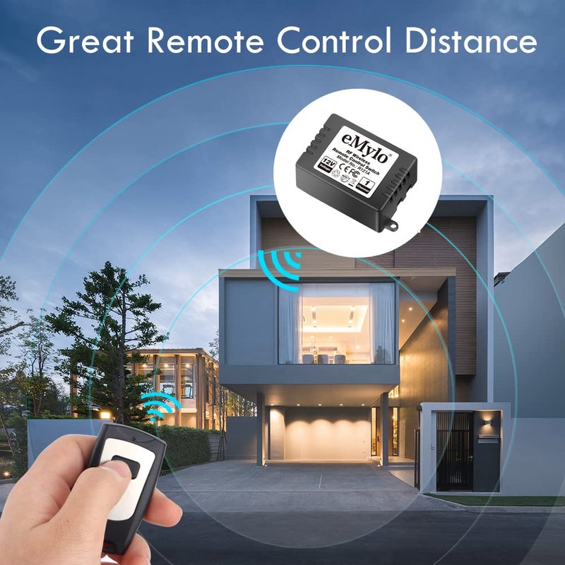 eMylo Wireless Remote Switch RF DC 12V 1 Channel One Relay Light Switch Transmitter 433Mhz Remote Control Switch for Light, Lamp, Door Garage, Industrial Control and Security Fields - Image 5